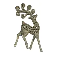 Ёлочные игрушки 2 шт. &laquo;Зимнее волшебство. Ажурный олень в блёстках&raquo; пластик, 5.5&times;12 см, серебро/золото