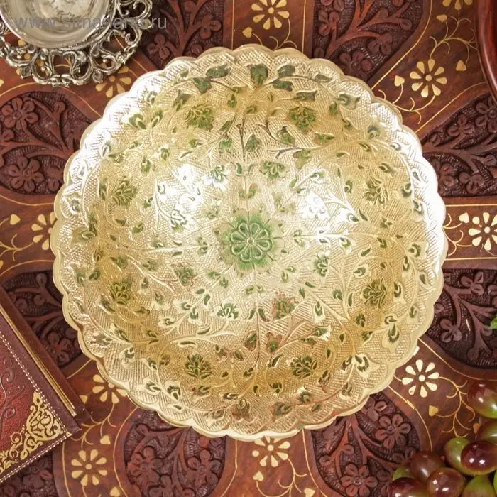 Блюдо латунь Блюдо латунь "Живая изгородь" цветная эмаль 6,5х20х20 см, МИКС