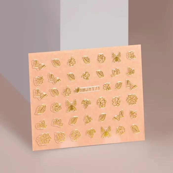Наклейки для ногтей «Прованс», металлизированные, цвет золотистый