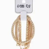 Браслет "Стиль" (набор 3шт) плетение, звенья, цвет белый в золоте