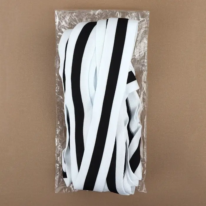 Тесьма трикотажная лампас 40 мм, 9.1&plusmn;0.5 м, белая, чёрная