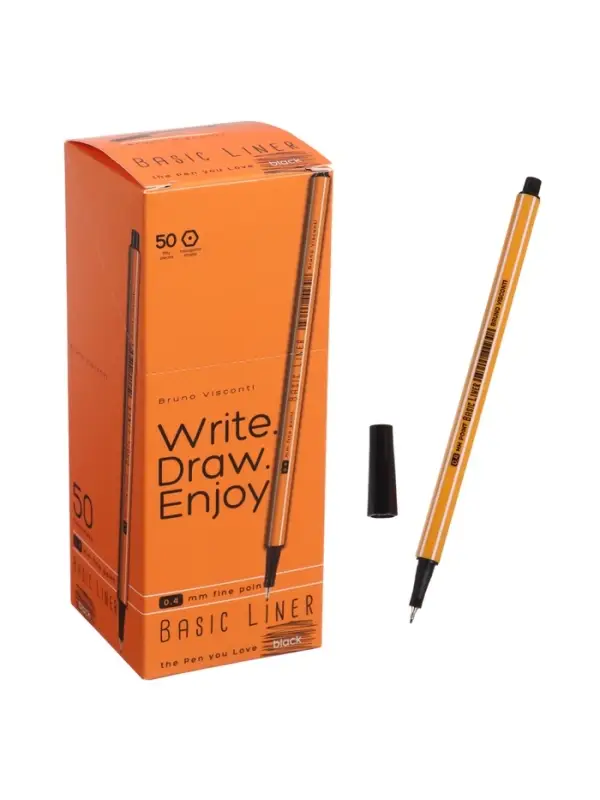 Ручка капиллярная BrunoVisconti. Basic FINELINER, чёрный стержень, узел 0.4 мм