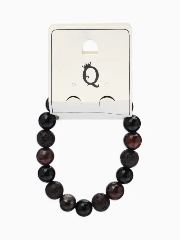 Браслет из бусин &laquo;Лава, Гематит, Тигровый глаз&raquo;, d=5.5 см, шар №10, чёрный