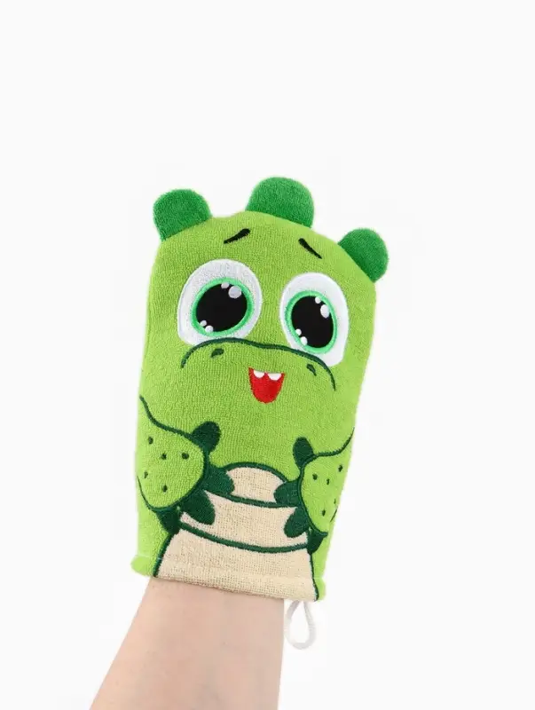 Мочалка детская для купания &laquo;Крокодильчик Кроки&raquo;, варежка, из махры, ЦЫП-ЦЫП