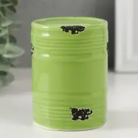 Копилка для денег &laquo;Зелёная бочка&raquo;, керамика, 6.5&times;6.5&times;9 см