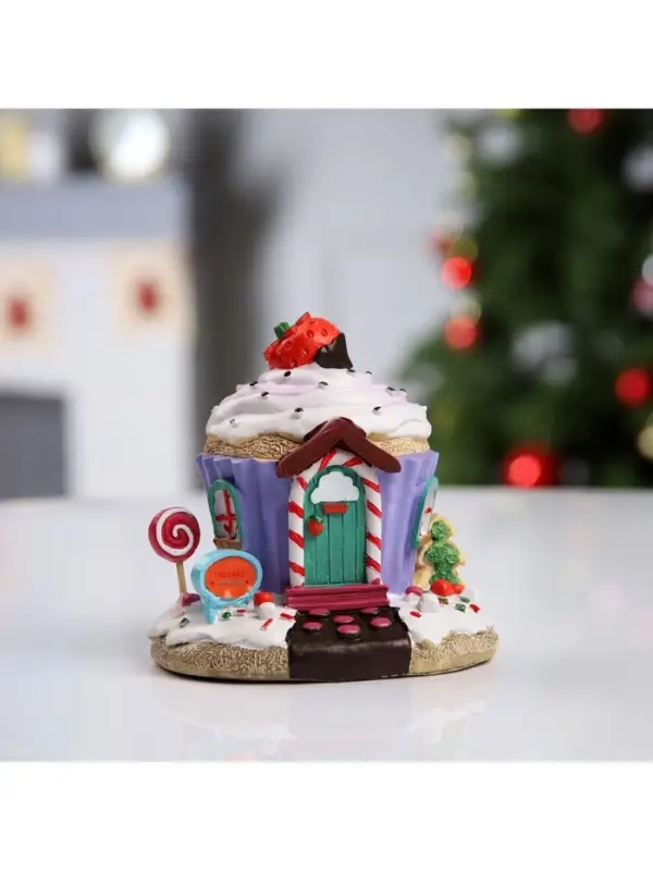 Светодиодная фигура &laquo;Дом из сладостей&raquo; 13&times;12&times;9 см, полистоун, от батареек LR44&times;3, свечение тёплое белое