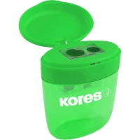 Точилка для карандашей Kores Deposito с контейнером, 2 отв, пластик,ассорти