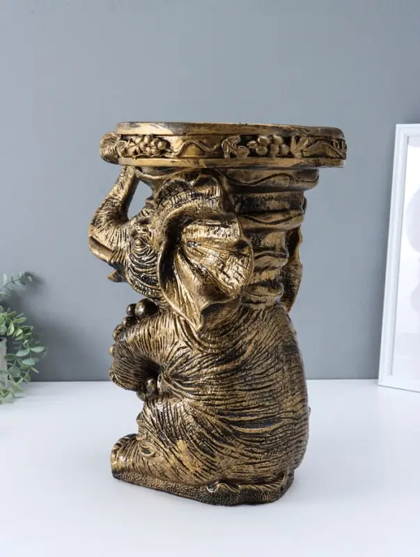 Фигура-подставка "Слон сидя" чёрный с золотом, 44х37х30 см