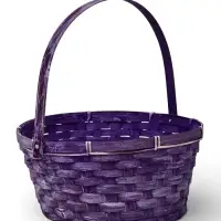 Корзина плетёная для хранения, 26&times;26&times;12 см, ручка h=21 см, бамбуковая, сиреневая