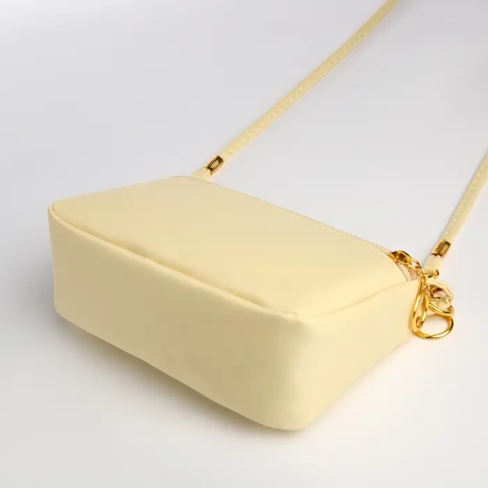 Сумка женская кросс-боди на молнии, 18&times;6.5&times;12 см, бежевая