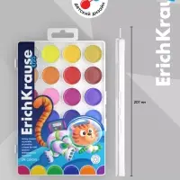 Акварель медовая ErichKrause Jolly Friends, 24 цвета, УФ-фильтр, матовые насыщенные цвета, пластиковая коробка с европодвесом