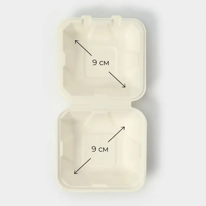 Ланч - бокс, коробка для бенто-торта и бургера, 450 мл, 15,2×15,4×8,8 см, сахарный тростник