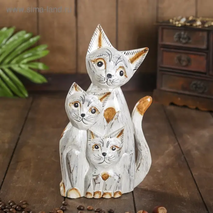 Сувенир дерево Сувенир дерево "Три белые кошечки" 5х14х25 см