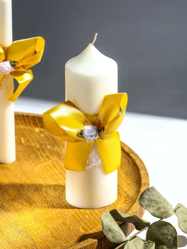 Свечи свадебные  Свечи свадебные "Пышный" набор 3 шт (16 см + 2 шт по 18 см), золотистый