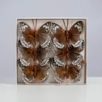 Бабочки для декора и флористики, на прищепке, пластиковые, коричневые, МИКС, 5 см и 8 см