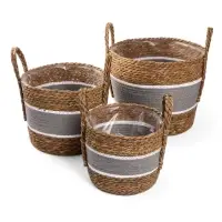 Кашпо плетёное для цветов &laquo;Инга&raquo;, коричнево-серое, набор 3 шт.