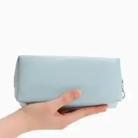 Косметичка женская ONE COLOR, на молнии, экокожа, голубая