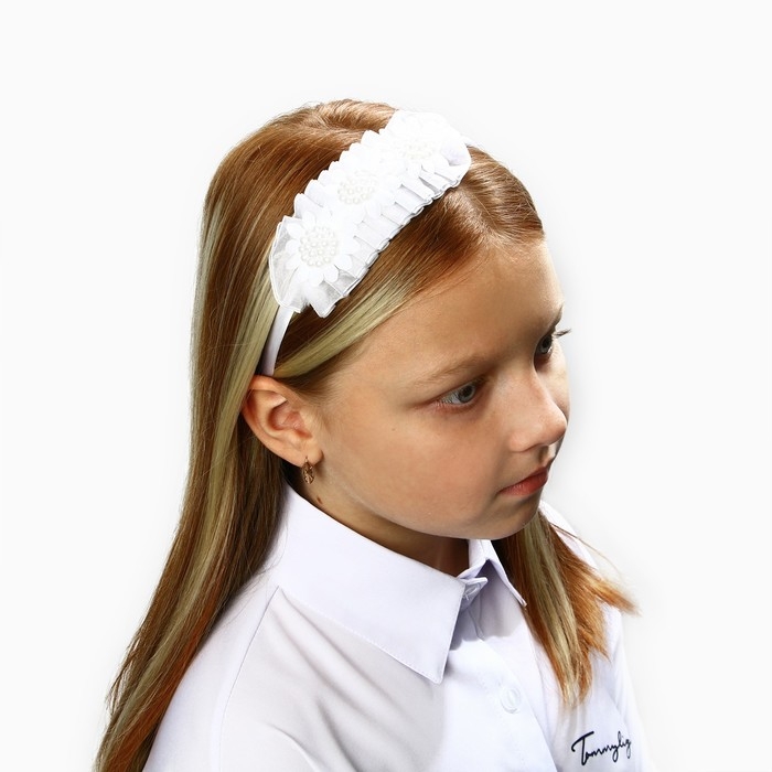 Ободок для волос Ободок для волос "Цветы", белый, 10 см, Принцессы