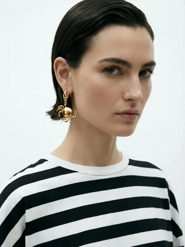 Серьги висячие &laquo;Краб&raquo;, цвет золото