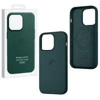 Чехол iPh 14 Pro Leather Case 100% ORG Forest Green (MagSafe) c LOGO