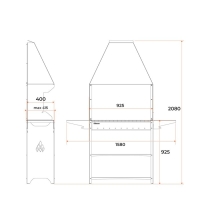 Мангал Professional Standart Zont PSZ3000, 158.2×41.2×207.9 см, 3 мм, полки, с крышей
