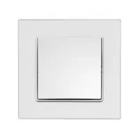 Выключатель проходной TOT Glossy Glass, 10 А, 1 клавиша, скрытый монтаж, стеклянная рамка, серебристый