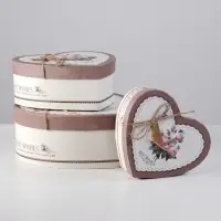 Набор подарочных коробок сердце 3 в 1, &laquo;Пионы&raquo; коричневый, 21&times;19&times;9 - 15.5&times;14&times;6 см