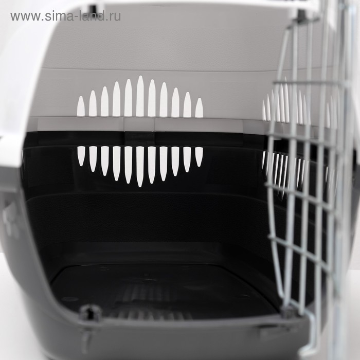 Переноска для животных до 12 кг  Переноска для животных до 12 кг "Пижон" 49х33х32см, металлическая дверь, бело-серая