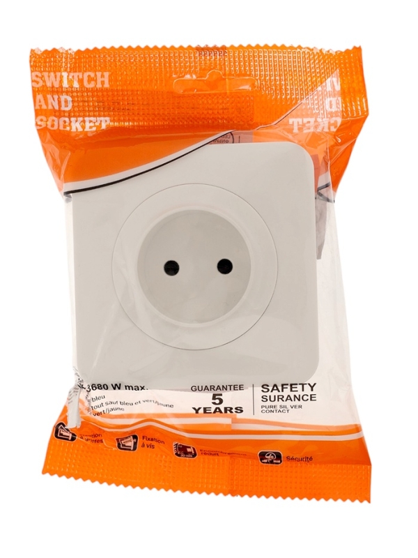 Розетка одноместная, серия  Розетка одноместная, серия "Circular", 10 А, скрытая, без з/к, белая