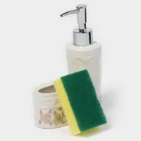 Дозатор для моющего средства с подставкой для губки Доляна &laquo;Роза золотая&raquo;, 200 мл