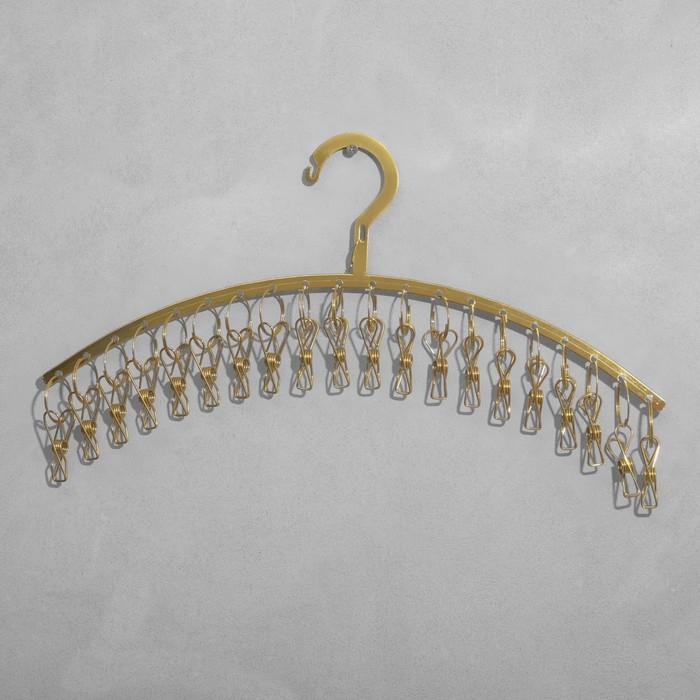 Вешалка для аксессуаров 20 прищепок, 43,2×24 см, цвет золото Вешалка для аксессуаров 20 прищепок, 43,2×24 см, цвет золото