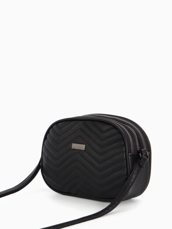 Сумка женская кросс-боди на молнии, 19&times;7&times;15 см, чёрная