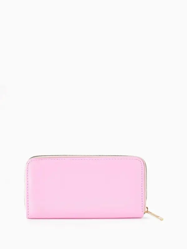 Кошелёк женский на молнии, 20&times;2&times;10 см, лаковый, розовый