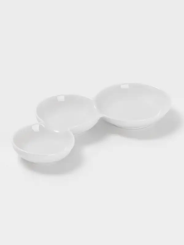 Менажница &laquo;Атом&raquo;, 3 секции, 20&times;12 см, керамика, белая