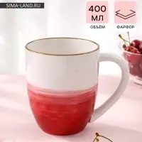 Кружка Доляна &laquo;Космос&raquo;, 400 мл, фарфор, белая, красная