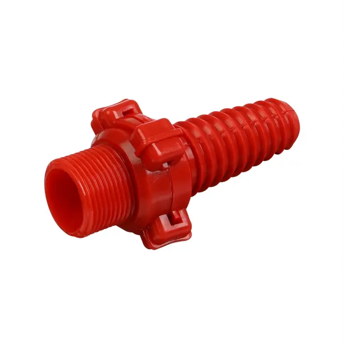 Штуцер, наружная резьба 3/4 Штуцер, наружная резьба 3/4", под шланг 3/4" (19 мм) – 1" (25 мм), разъёмное соединение «Байонет», пластик, МИКС