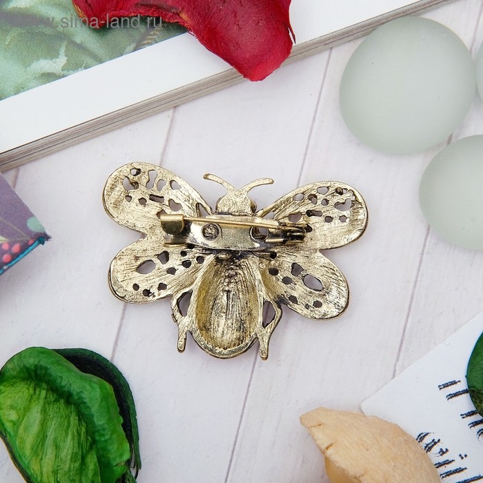 Брошь этника «Муха», цветная в чернёном золоте Брошь этника «Муха», цветная в чернёном золоте