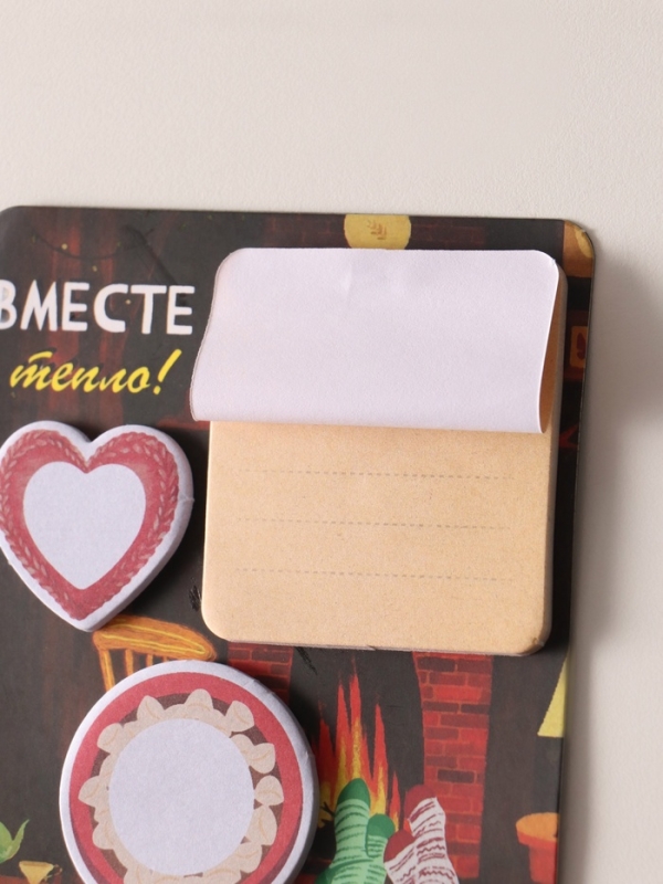 Магнит с блоком для записей и стикерами Магнит с блоком для записей и стикерами "Вместе тепло!" 10х12 см