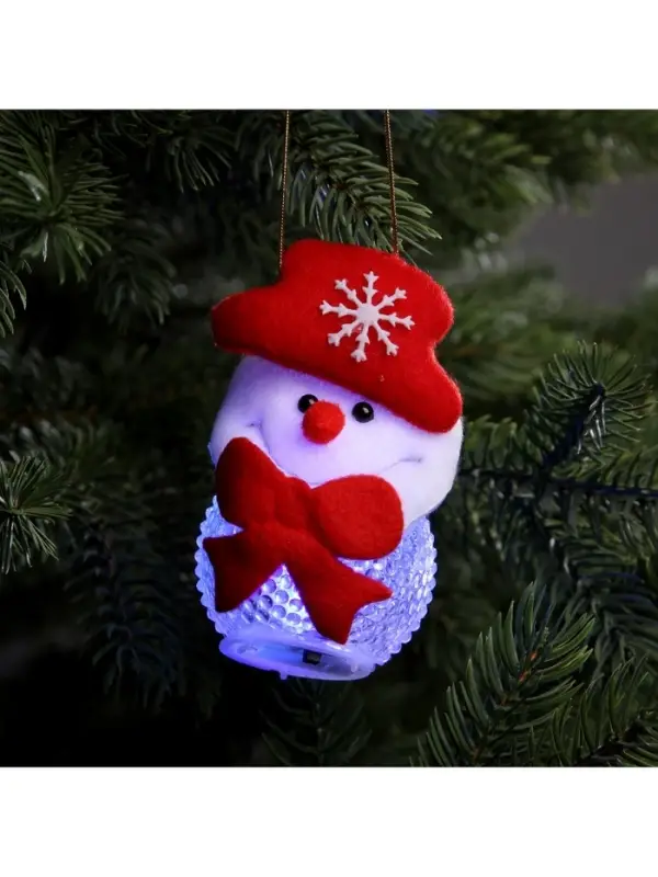 Ёлочная игрушка &laquo;Снеговик&raquo;, 10 см, от батареек, свечение мульти (RGB)