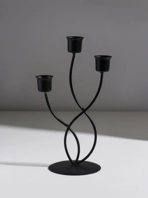 Подсвечник металл на 3 свечи  Подсвечник металл на 3 свечи "Водоросли" d=2,5 см чёрный 9х9х22,5 см