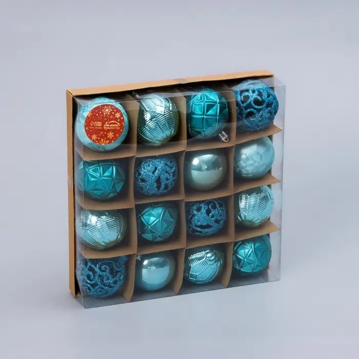 Ёлочные игрушки &laquo;Винтаж&raquo;, шары новогодние, d=6 см, набор 16 шт., голубой