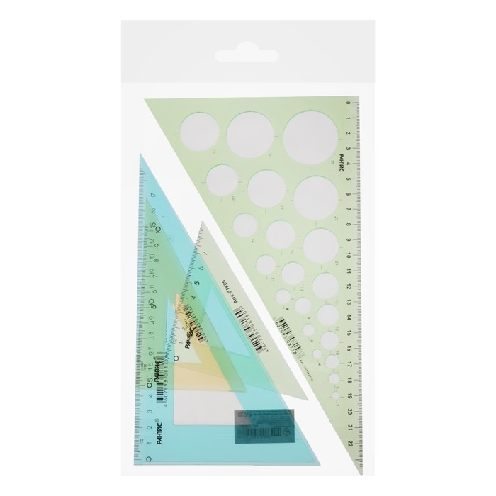 Набор треугольников 4 штуки, Calligrata катет 9/12/20/25 см, с окружностями, прозрачные, МИКС Набор треугольников 4 штуки, Calligrata катет 9/12/20/25 см, с окружностями, прозрачные, МИКС