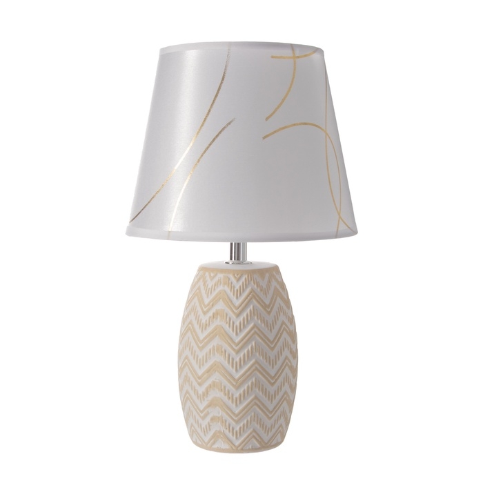 Настольная лампа с абажуром RISALUX «Даби», Е14, 40 Вт, белый/золото, 20×20×33 см Настольная лампа с абажуром RISALUX «Даби», Е14, 40 Вт, белый/золото, 20×20×33 см