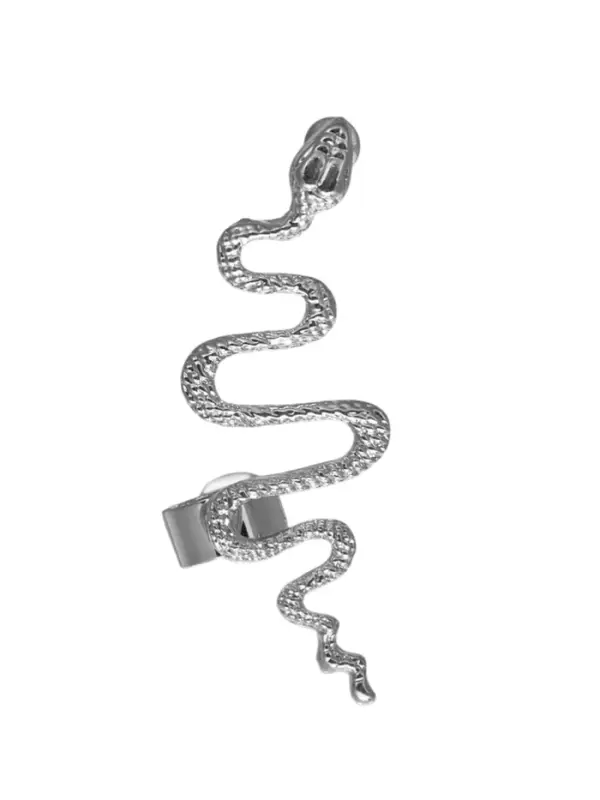 Серьга кафф &laquo;Змея анаконда&raquo;, цвет серебро