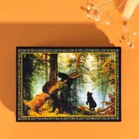 Шкатулка для украшений &laquo;Мишки в лесу&raquo;, 10&times;14 см, лаковая миниатюра