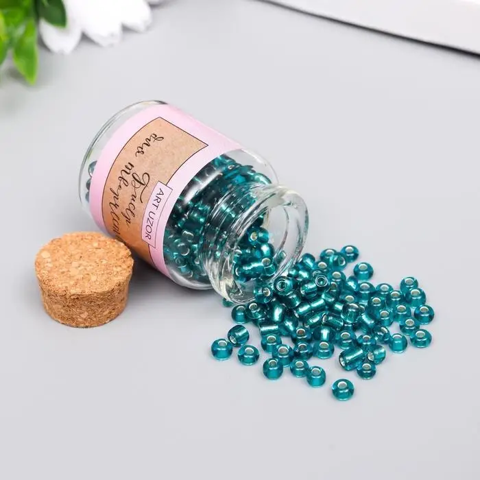 Бисер круглый 6/0 в бутылочке  Бисер круглый 6/0 в бутылочке "Морская волна" прозрачно-цветной 20 гр