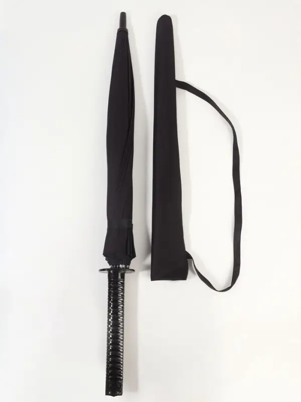 Зонт - трость полуавтоматический &laquo;Катана&raquo;, эпонж, 16 спиц, R=51/60 см, d=102 см, чёрный