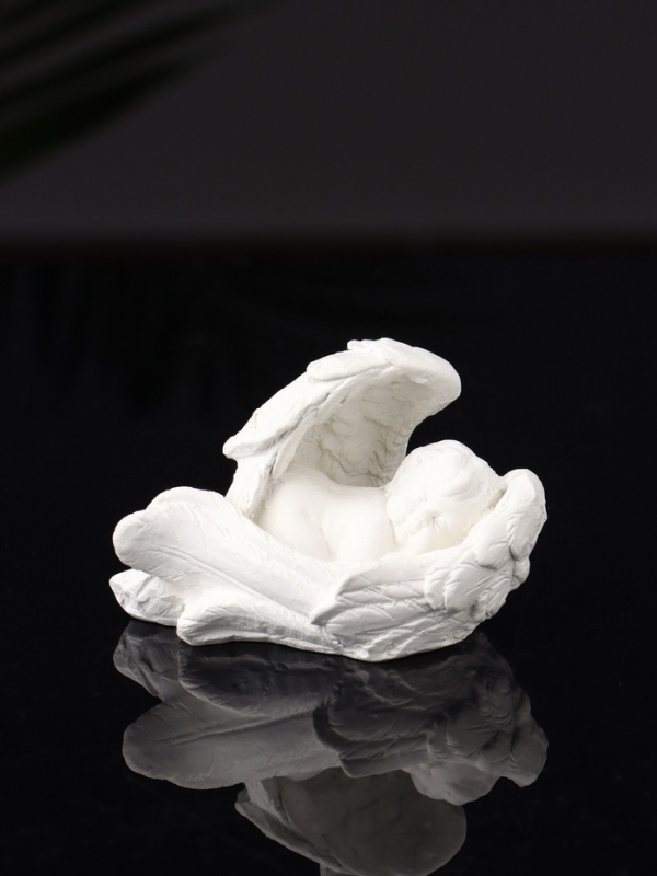 Набор фигур "Ангелы на подносе" 20х10х16 см, белый