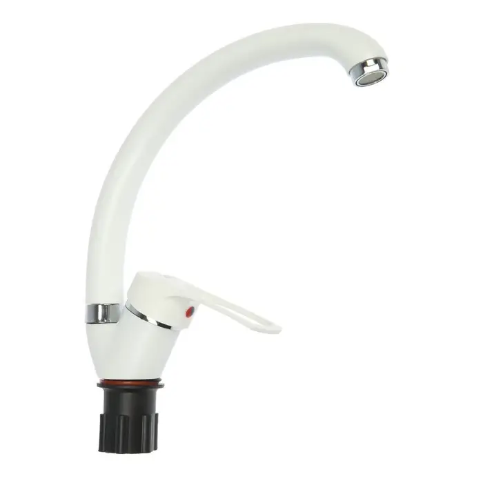 Смеситель для кухни ZEIN ZC2035, излив &laquo;Утка&raquo;, картридж керамика 40 мм, белый/хром