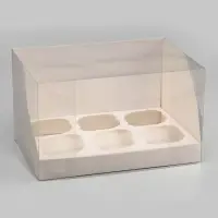 Коробка для 6 капкейков, белая 23.5&times;16&times;14 см